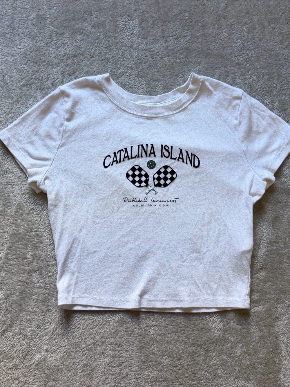 Hollister White Catalina Island Graphic Crop Tee